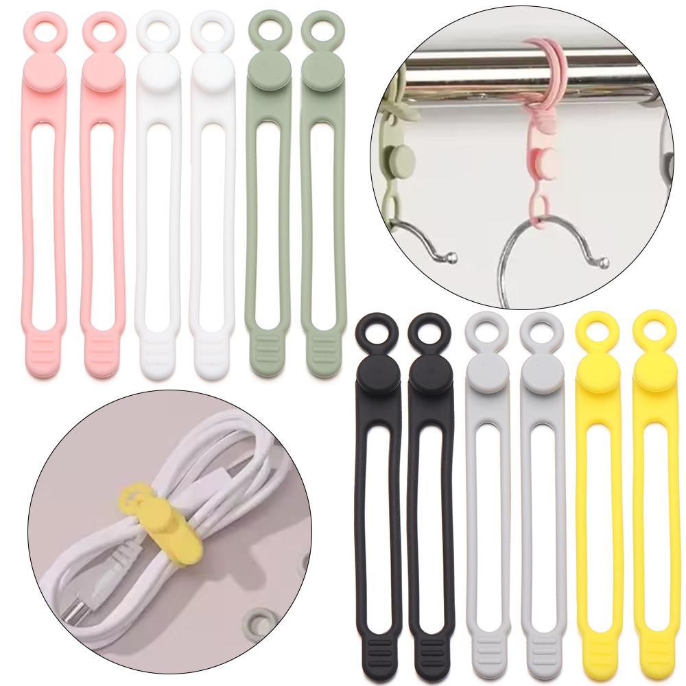 Travel Cable Organizer - 4 قطع/مجموعة أربطة كابلات سيليكون ملونة،
