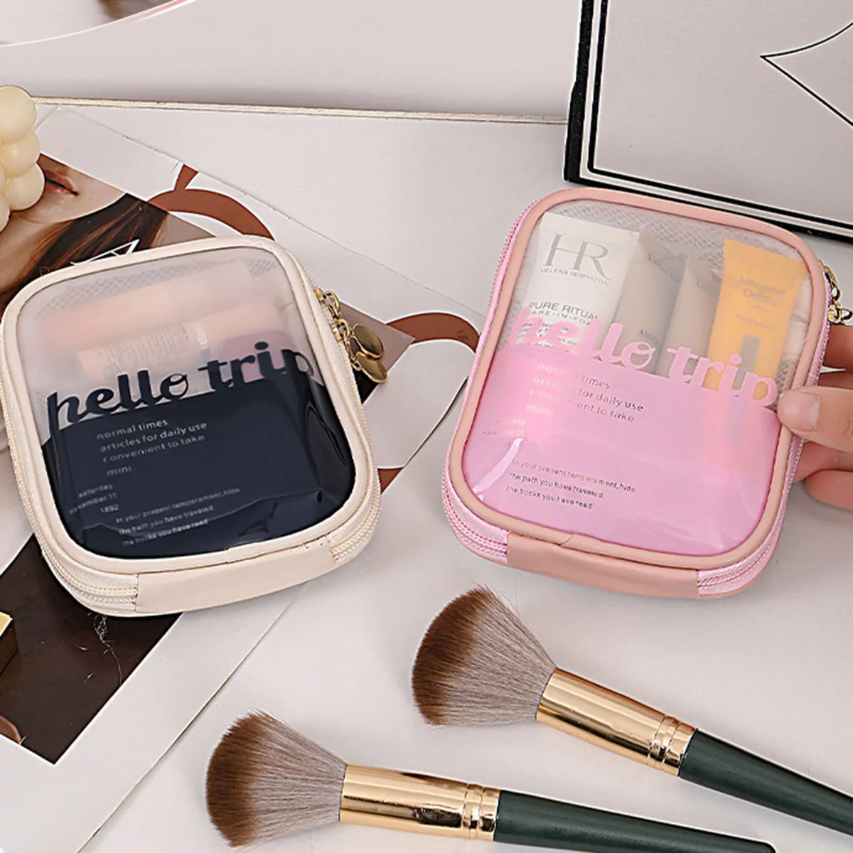 Travel Cable Organizer - حقيبة مستحضرات تجميل شفافة محمولة لتنظيم