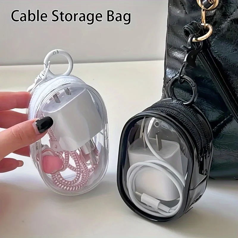 Travel Cable Organizer - حقيبة تخزين صغيرة محمولة شفافة بسحاب
