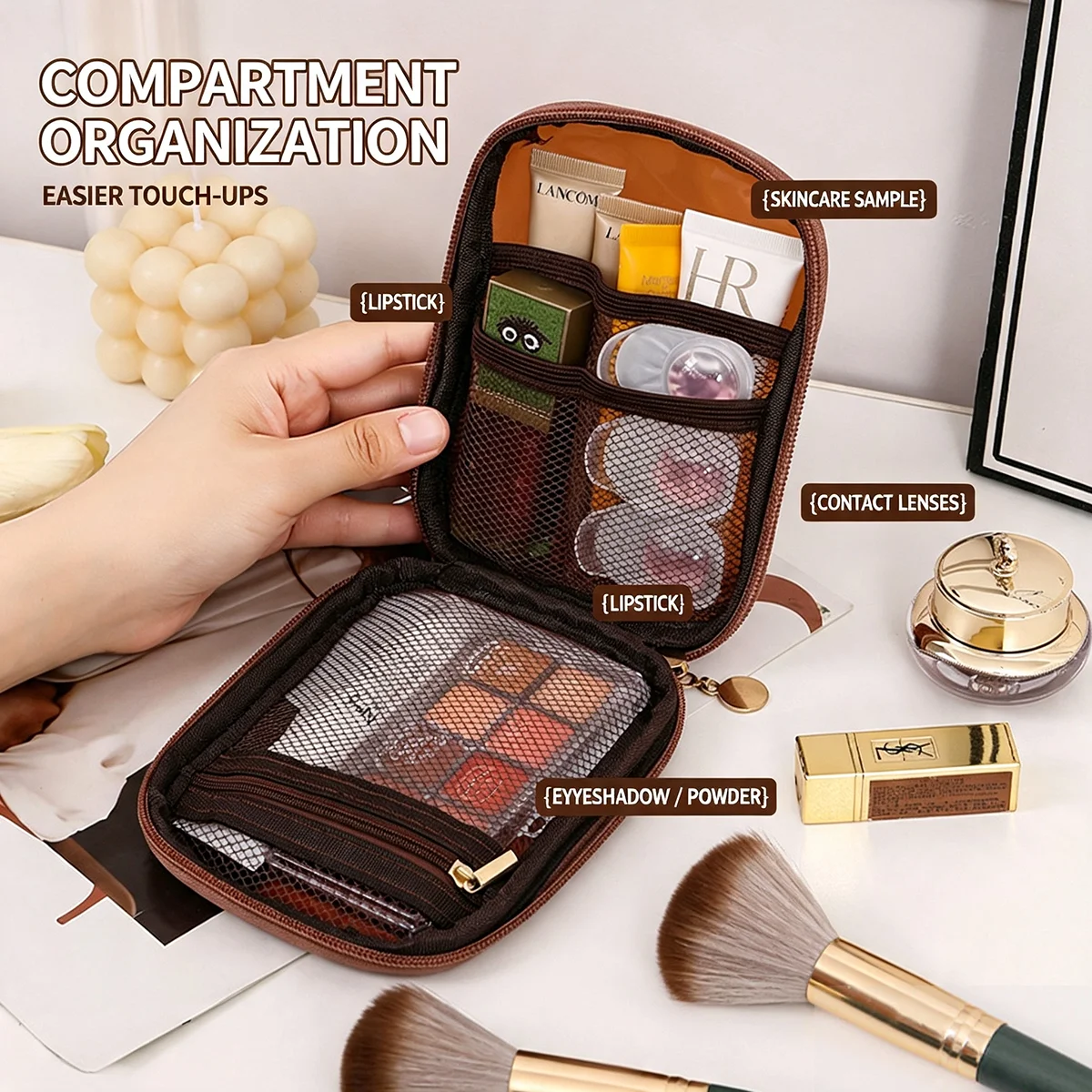 حقيبة مستحضرات تجميل شفافة محم - مراجعة Travel Cable Organizer وسعره
